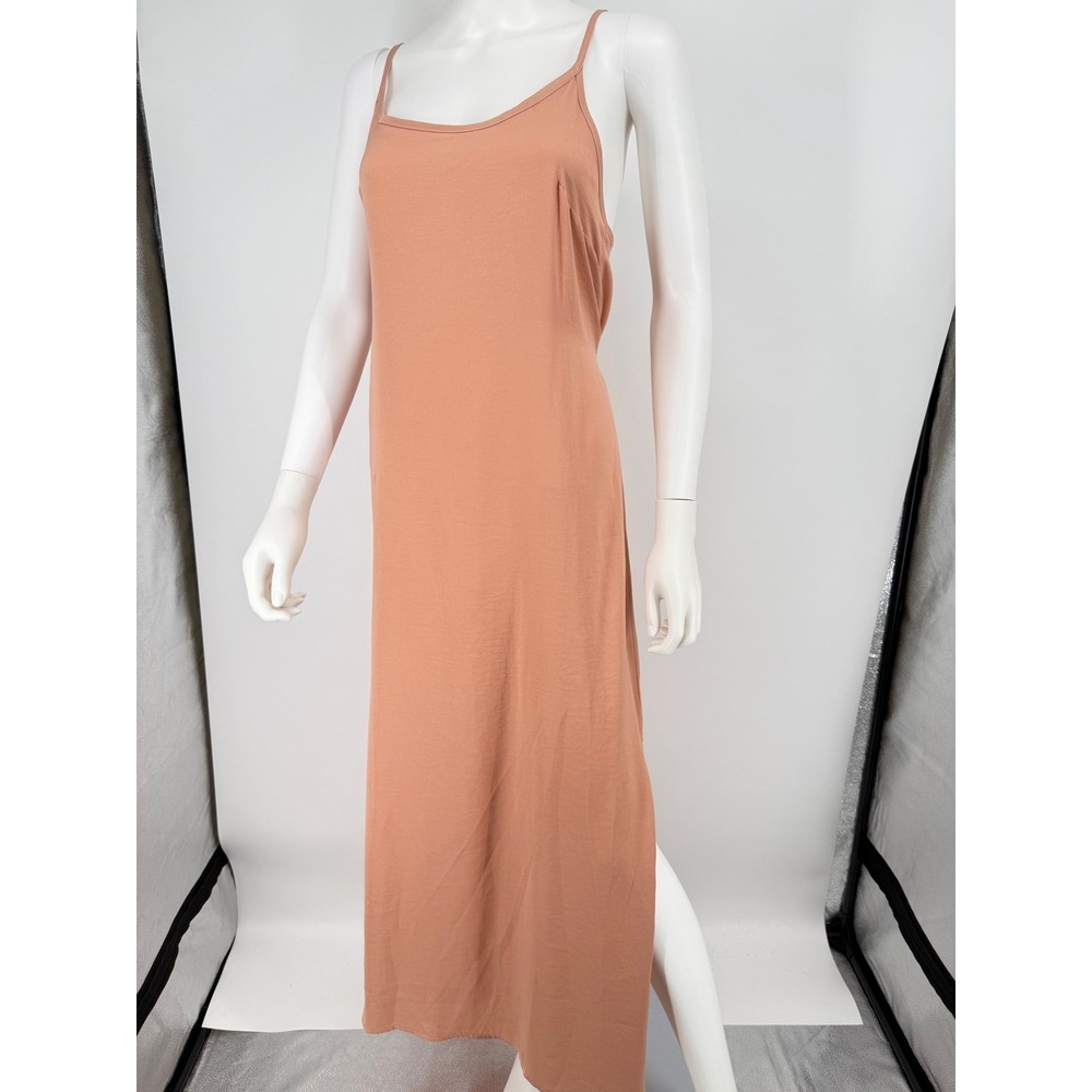 Anthropology Sadie & Sage Maxi Dress Women Medium Peach Tie Back Straps Slit